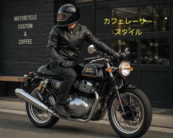 ロイヤルエンフィールドコンチネンタルGT服装 カフェスタイル